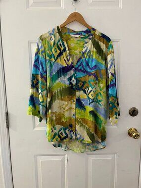 Jams World Woman's Hawaiian Summer Beach Vacation Top Sz Med